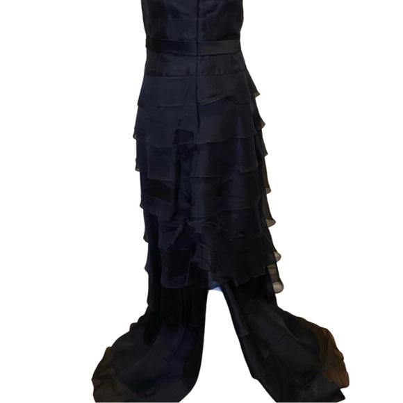 Kay Unger Black Strapless Tiered Evening Gown - Picture 4 of 11